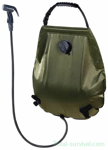 MFH Solar / Camp shower « Deluxe » 20L, vert olive, avec sac de transport