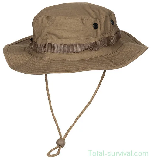 MFH US GI Chapeau de brousse, mentonnière, GI Boonie, Rip Stop, coyote tan