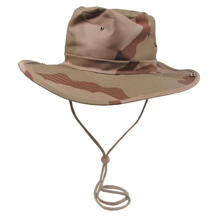 MFH10703ZL Chapeau de brousse, 3 coul. désert, mentonnière, bord pliable taille L