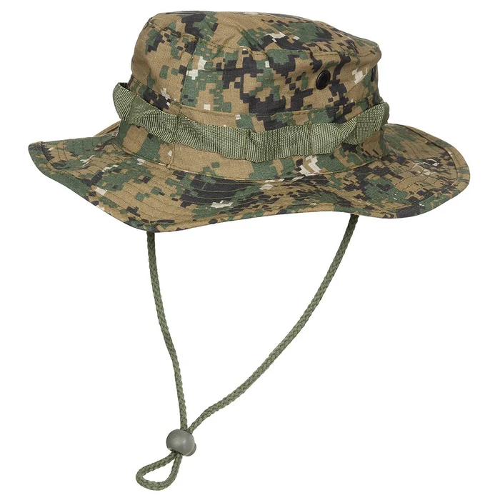 MFH10713SM US GI Chapeau de brousse, mentonnière, GI Boonie, Rip Stop, dig. woodl. TAILLE M
