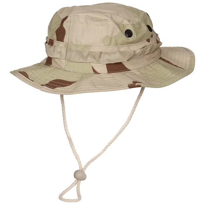 MFH10713ZM US GI Chapeau de brousse, mentonnière, GI Boonie, Rip Stop, 3 coul. desert TAILLE M