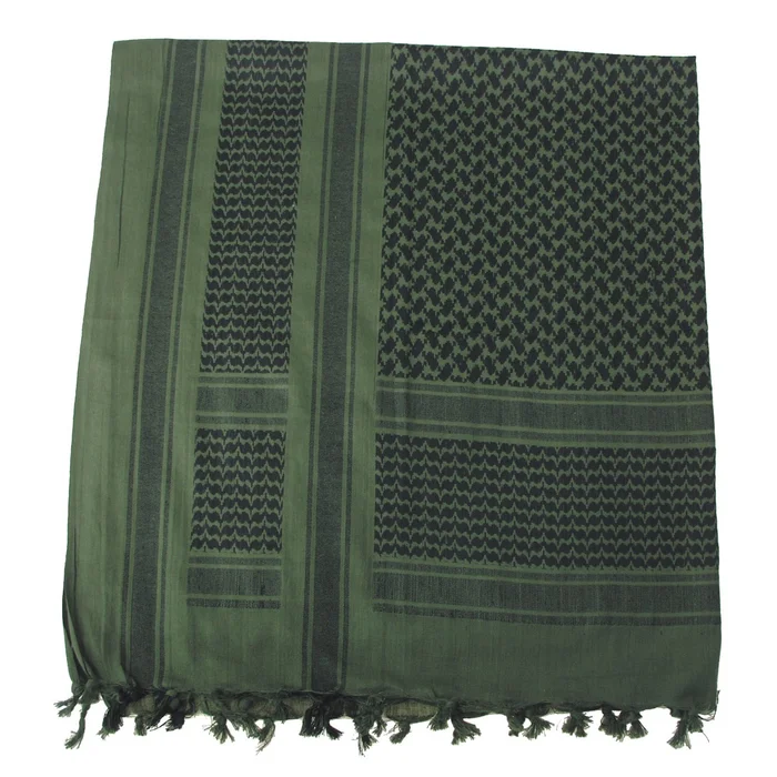 MFH16503B MFH Écharpe « Shemagh », avec franges, kaki-noir, 115×110 cm