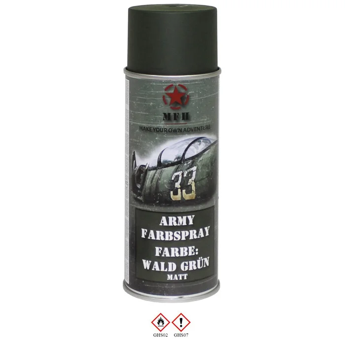 MFH27375D Bombe de peinture armée, FORET VERT, mat, 400 ml