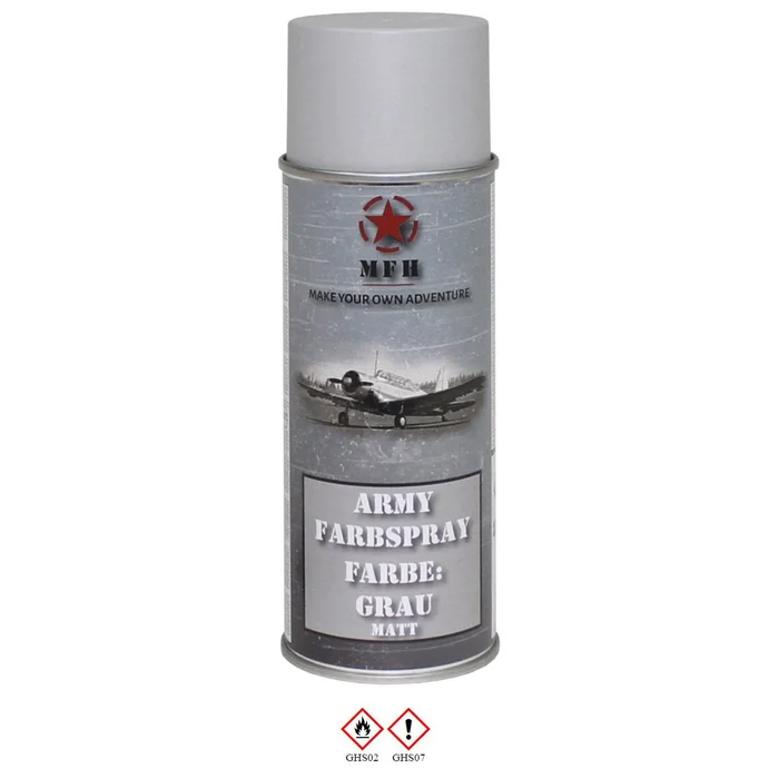 MFH27375F Bombe de peinture armée, GRIS, mat, 400 ml