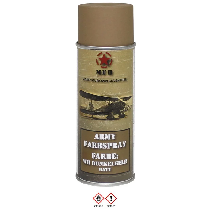 MFH27375K Bombe de peinture armée, WH JAUNE FONCÉ, mat, 400 ml