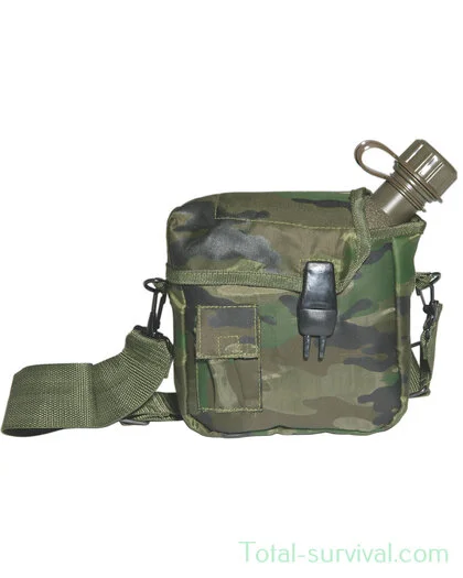 Mil-Tec Bouteille d’eau US 2QT / 1,9L avec couvercle et pinces alice, Woodland camo