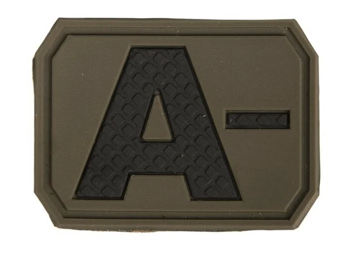 Mil-Tec patch velcro groupe sanguin « A Neg » 3D, vert olive