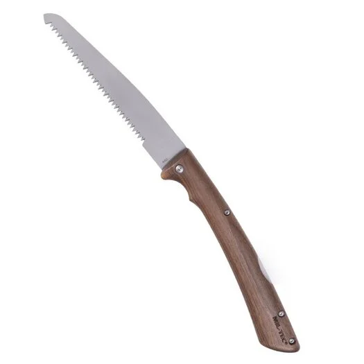 Mil-Tec scie à main pliante, manche en bois, acier inoxydable 420, lame de 19 cm