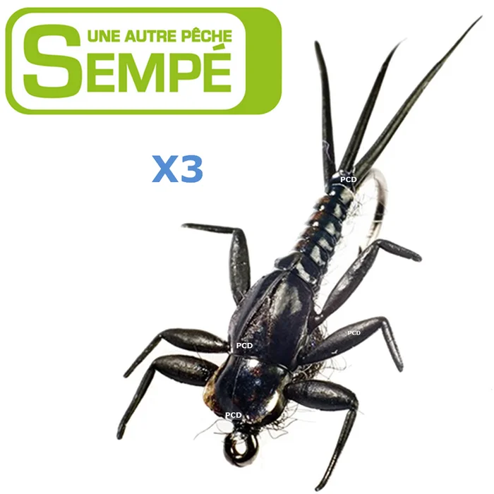 MOUCHE SEMPE NYMPHE DE MAI NOIRE NON LESTEE H10 PAR 3