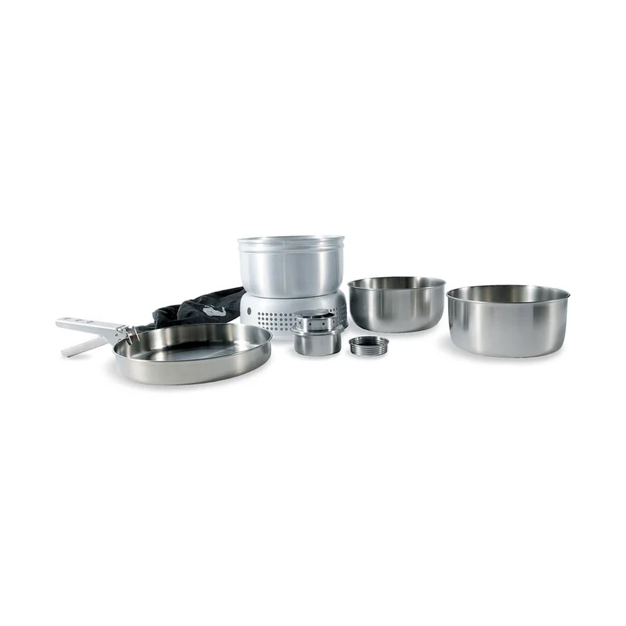 MULTI SET + A BURNER – Grand set de cuisine Tatonka avec support de cuisson – Acier inox