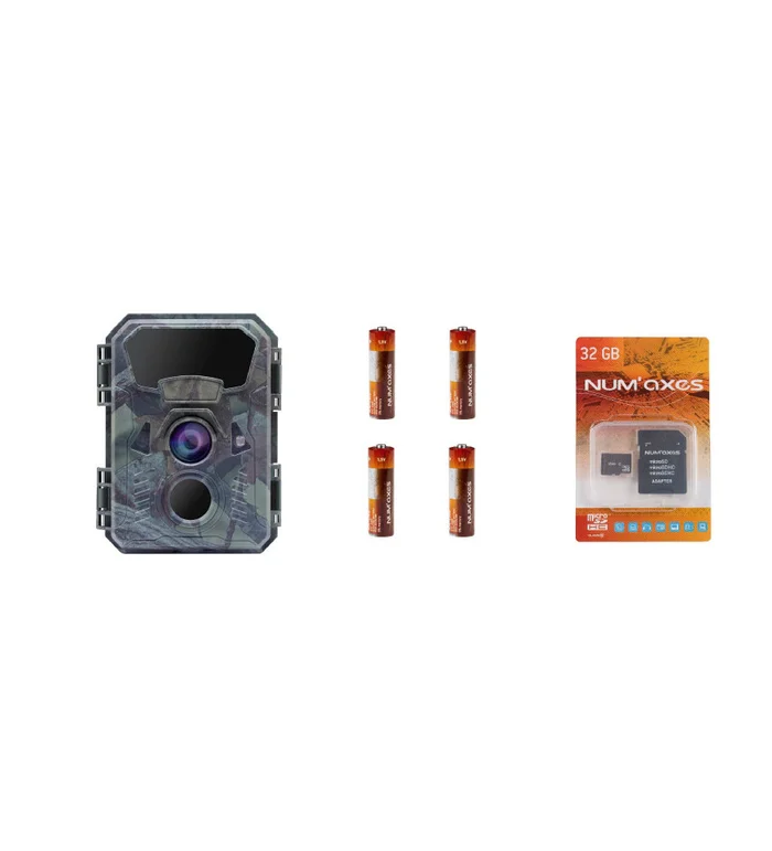 NUM&rsquo;AXES – Pack Piège photographique PIE1066 + 4 piles AA LR6 + carte mémoire 32 Gb