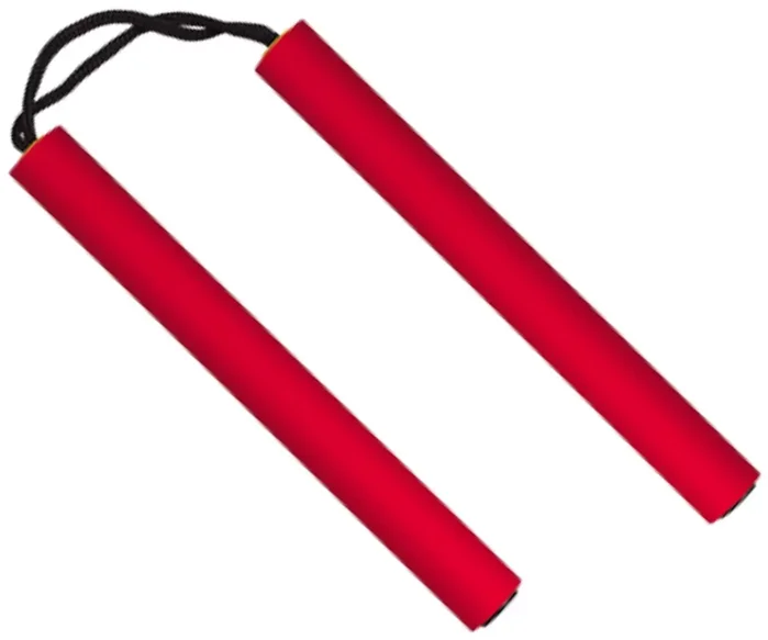 Nunchaku rouge en mousse résistante – Idéal entraînement