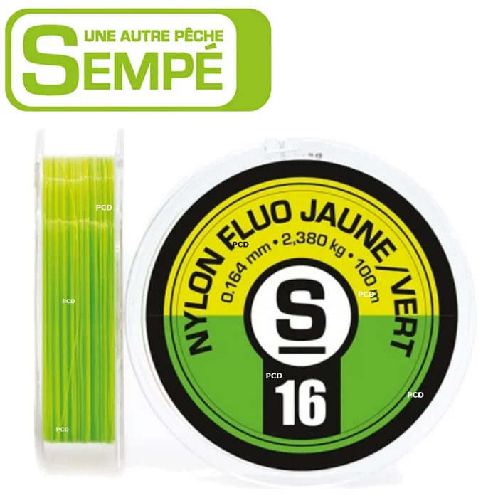 NYLON PIERRE SEMPE BICOLORE JAUNE /VERT 100M