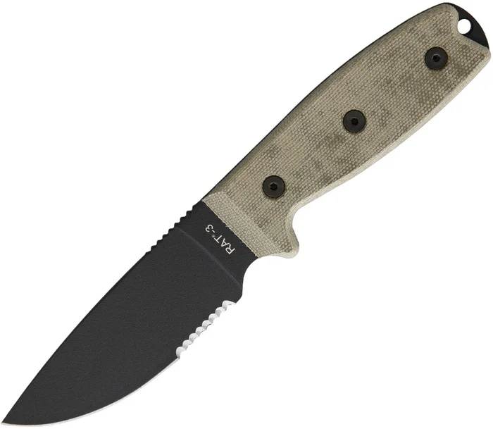 ON8666 Ontario RAT-3 Serrated w/Nylon Sheath