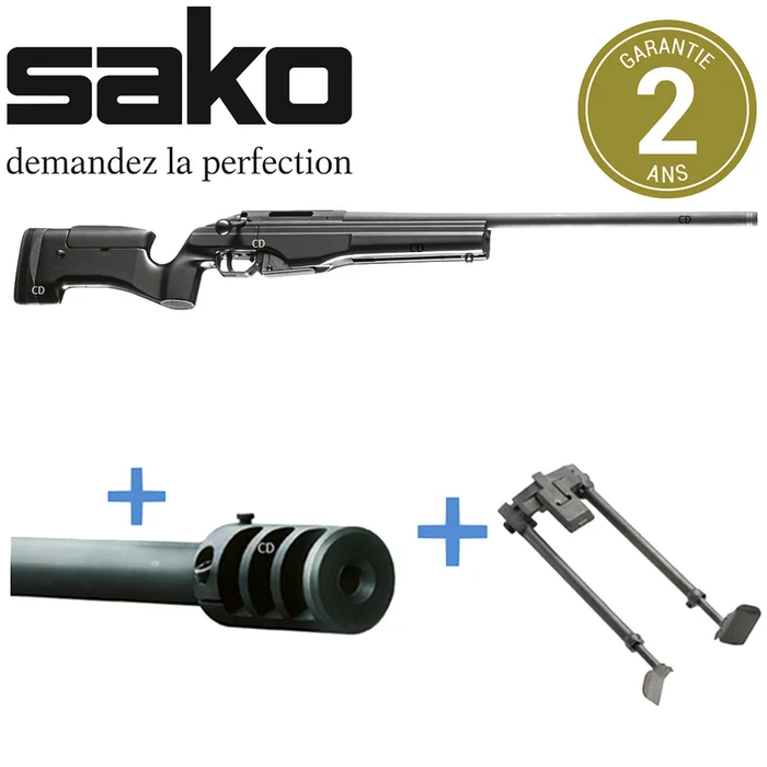 Pack Complet Carabine Sako TRG 22 Noire 6.5 Creedmor + Frein De Bouche + Bipied M08