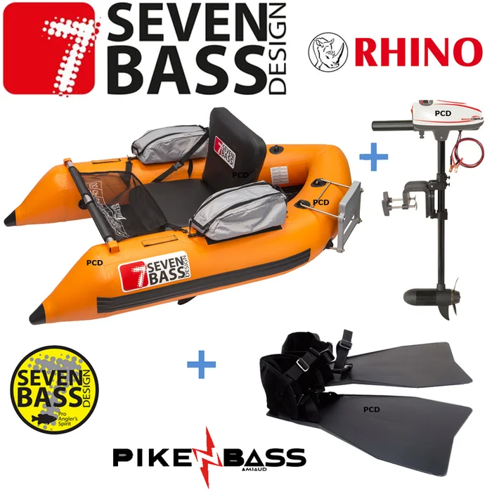 PACK COMPLET FLOAT TUBE SEVEN BASS SKULLWAY ORANGE 170