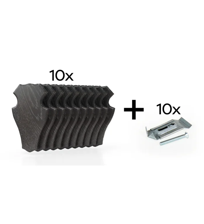 Pack de 10 plaques à trophées 22×13 cm + 10 supports métal – Foncées