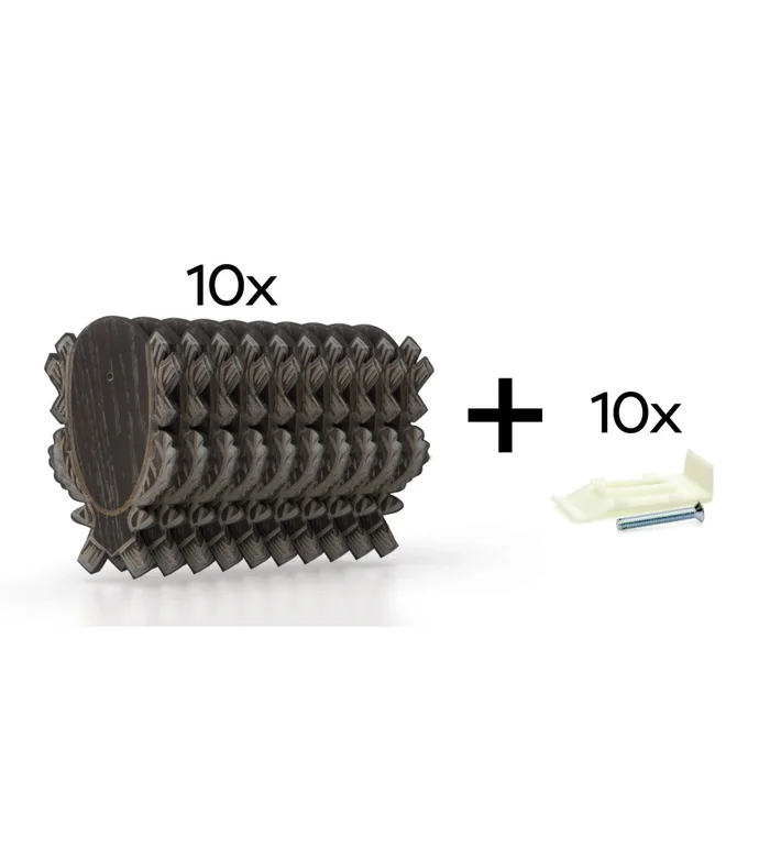 Pack de 10 plaques à trophées scultées 23×15 cm + 10 supports plastiques – Foncées