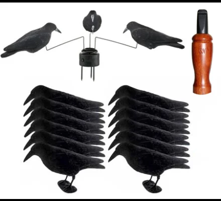 Pack EXPERT 12 appelants floqués, appeau et manège à corbeaux