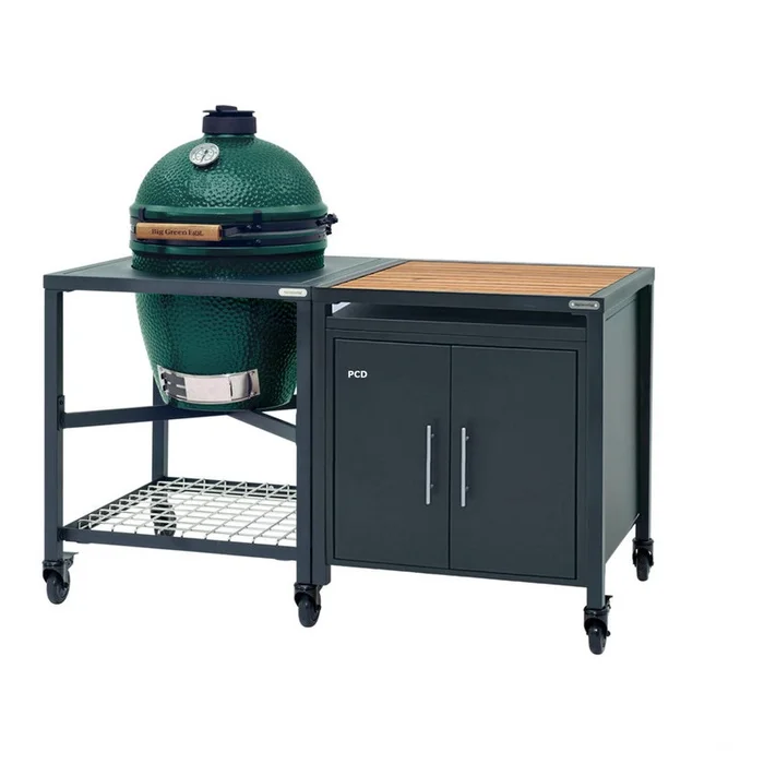 Pack Promo Kamado Big Green Egg XL Avec Table Modulaire, Meuble D’Extension, Meuble De Rangement Et Conveggtor