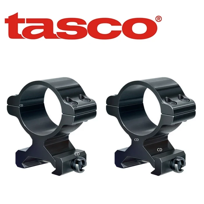 PAIRE DE COLLIERS ALUMINIUM TASCO POUR RAIL 21MM DIAMETRE 30MM HAUT NOIR MAT