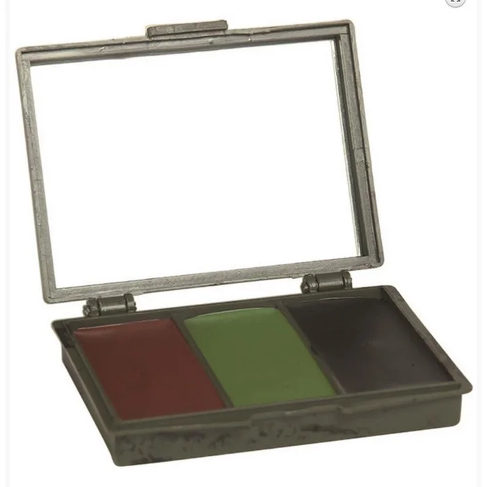 Palette Grimage Camo Miltec 3 Couleurs avec Miroir – Maquillage Camouflage Durable – Pour Discrétion Totale en Chasse