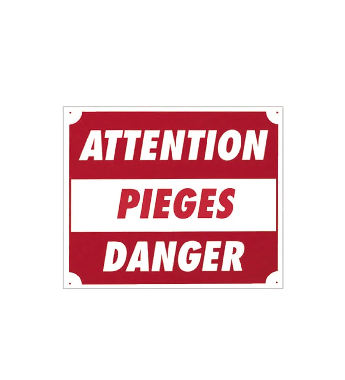 Panneau »Attention pièges danger » 30 x 25 cm