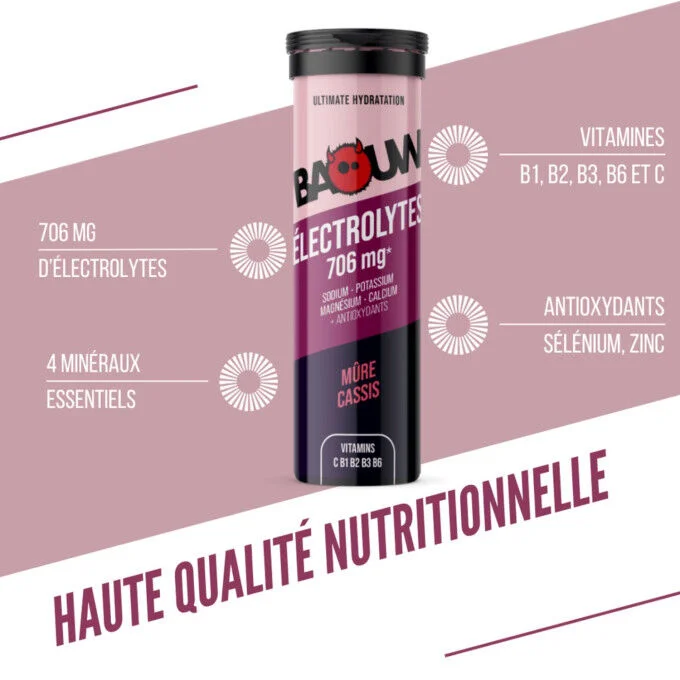Pastille d&rsquo;hydratation BAOUW ELECTROLYTES MURES- CASSIS