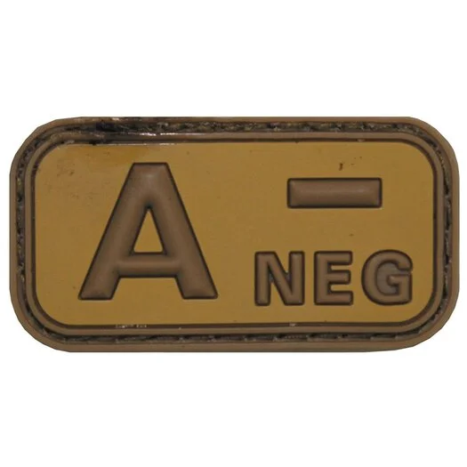 Patch de groupe sanguin « A Neg » 3D, dark coyote