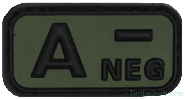 Patch de groupe sanguin « A Neg » 3D, noir-vert olive