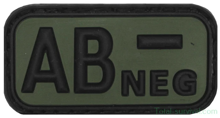 Patch de groupe sanguin « AB Neg » 3D, noir-vert olive