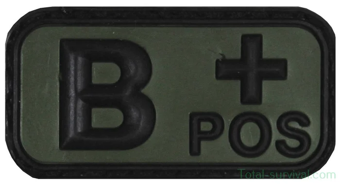 Patch de groupe sanguin « B Pos » 3D, noir-vert olive
