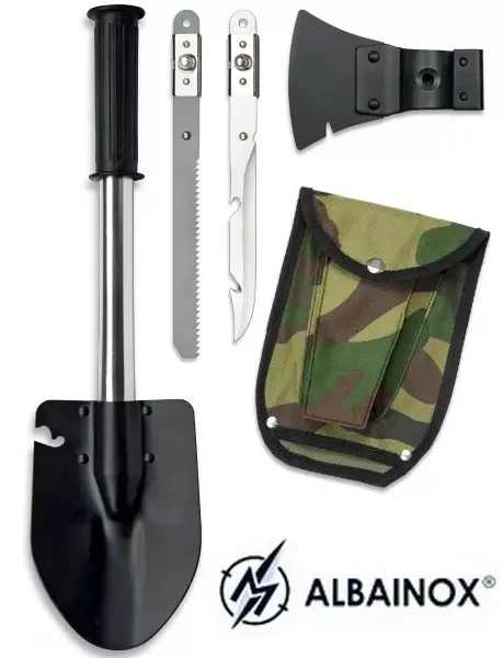 Pelle compacte polyvalente – hache, scie et lame