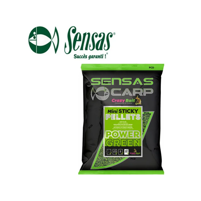 PELLETS SENSAS MINI STICKY PELLET POWER GREEN 2MM 700G