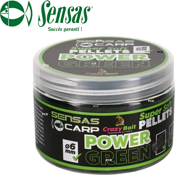 PELLETS SENSAS SUPER SOFT PELLETS POWER GREEN 6MM 60G