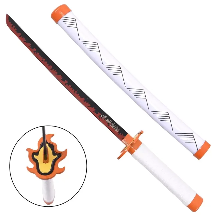 Petit Katana Wakizashi 42,5cm blanc design + socle bois
