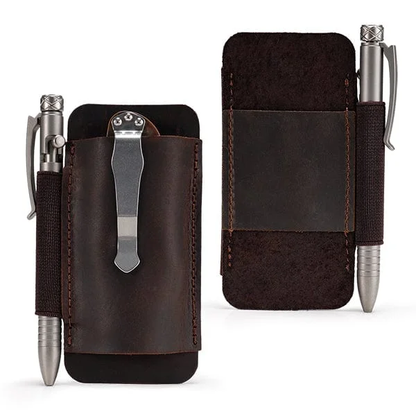 PJ33B – VIPERADE PJ33 Étui en cuir pour ceinture et étui pour couteau de poche MARRON