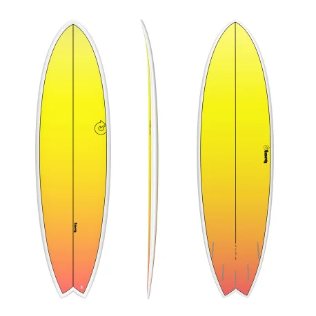 Planches Surf FishTorq 6’10 FISH TET RETRO FADE WHITE RAIL Yellow/Orange Fade
