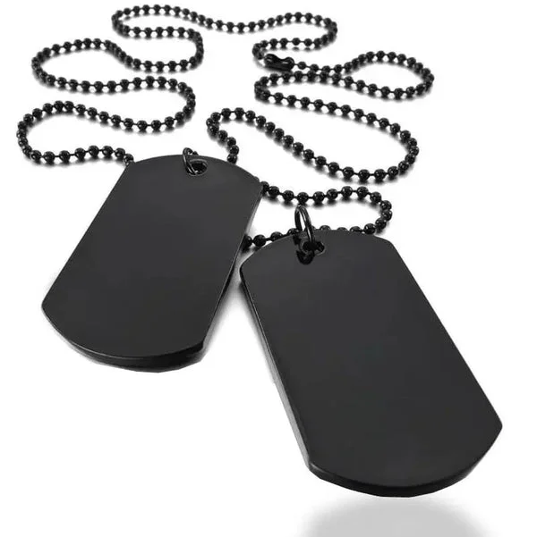 PLAQUE MILITAIRE EN ALLIAGE NOIR (ACIER INOXYDABLE)