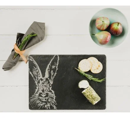 Plateau à fromage en ardoise motif lièvre – Image 2