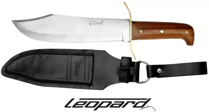 Poignard Léopard bowie 29cm chasse – bois et laiton