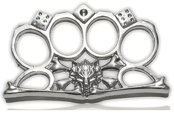 Poing américain design Dragon argenté – Arme de poing