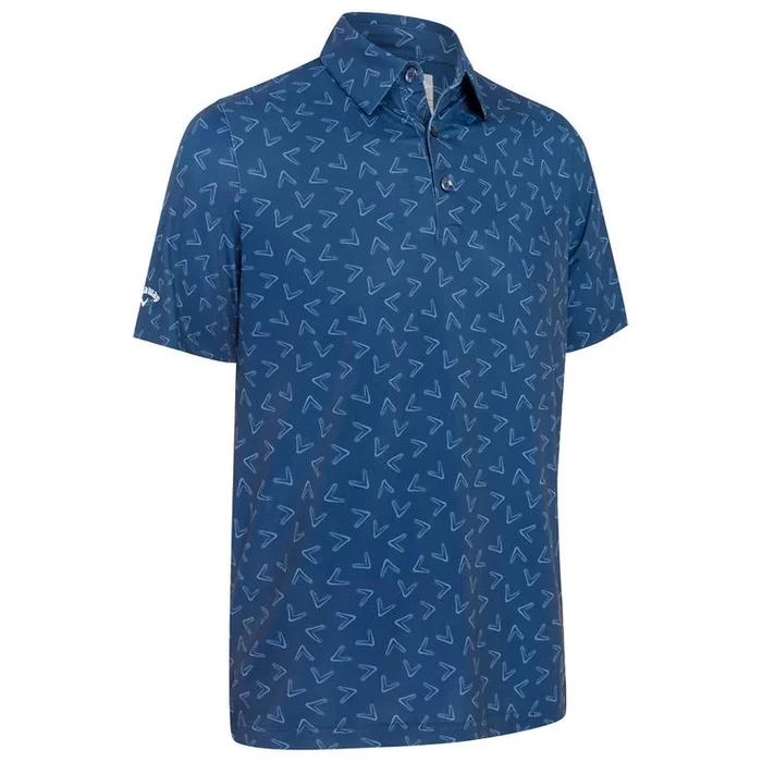 Polo Callaway Golf Emea Short Sleeve All Over Chevrons Peacoat