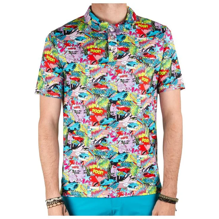 Polo Chiberta Comics Noir Turquoise