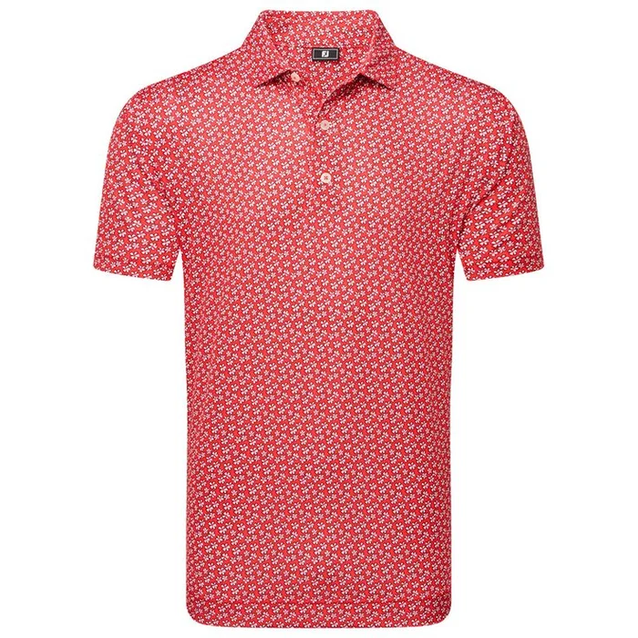 Polo Footjoy Floral Sketch Print Lisle White Hibiscus