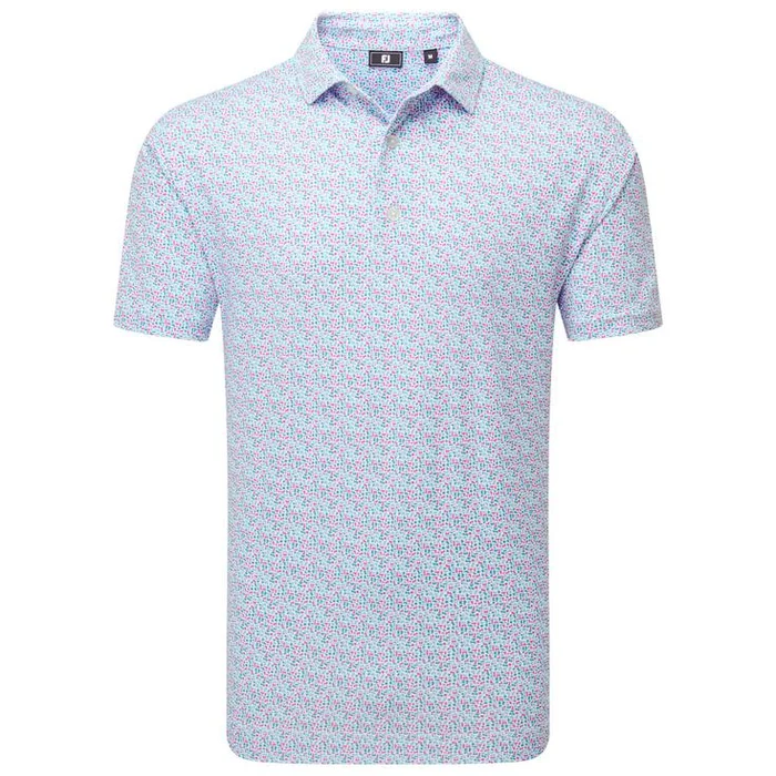 Polo Footjoy Gamer Print White Air Blue High Tide
