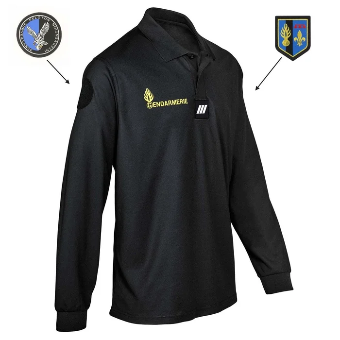 POLO NOIR GENDARMERIE MANCHES LONGUES – COOLDRY – GM