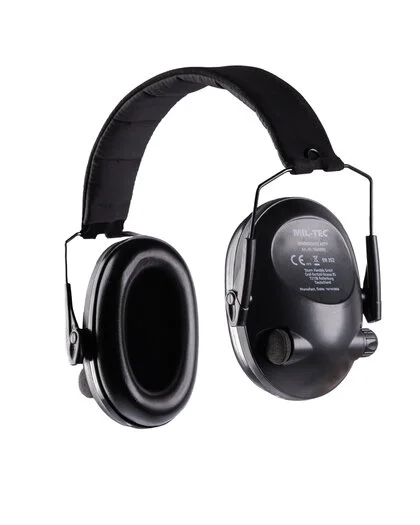 Protection auditive active tactique Mil-Tec, EN352-4, noire