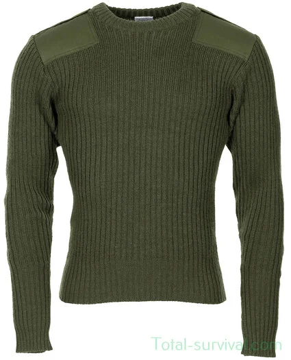 Pull commando armée britannique en laine, vert olive