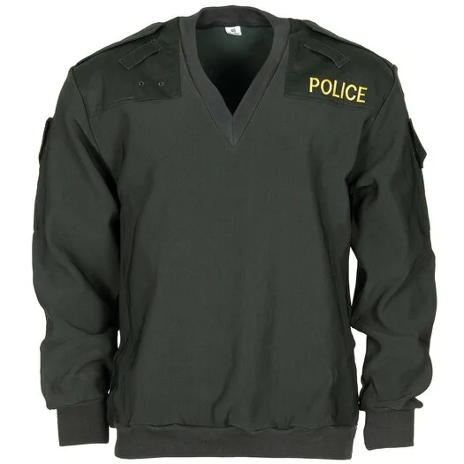 Pull commando de police OPgear avec col en V, coupe-vent, vert olive